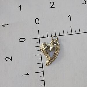 Vintage Open Heart Pendant Charm Milgrain Beaded Edge Sterling Silver Tone Small